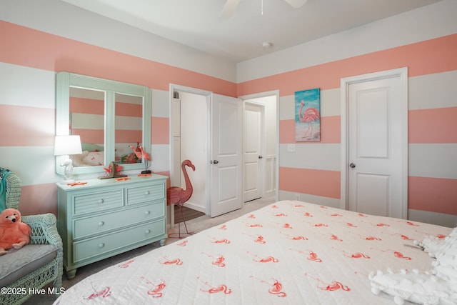 bedroom featuring ceiling fan