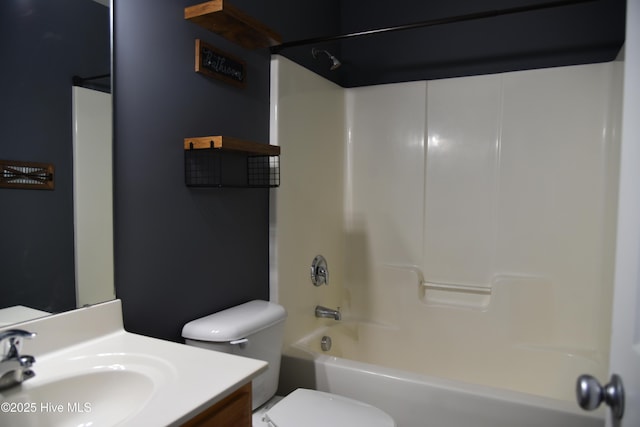 full bathroom featuring vanity, shower / bathtub combination, and toilet