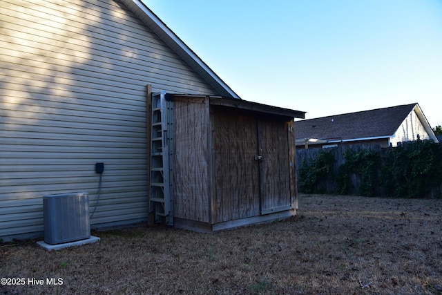 view of outbuilding featuring central AC