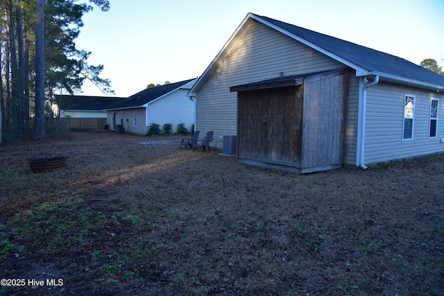 view of property exterior featuring central air condition unit