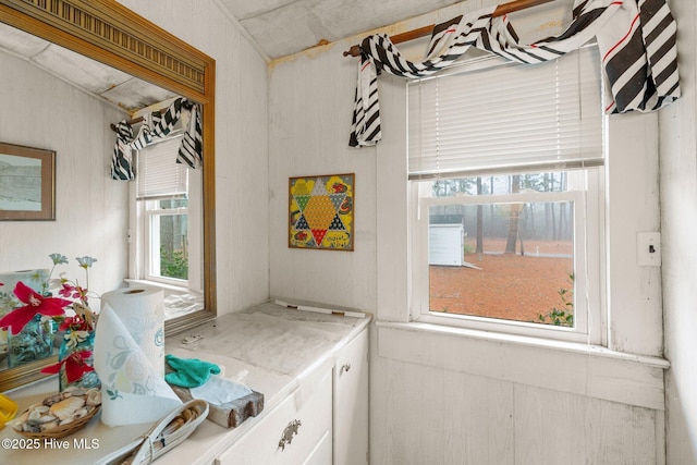 interior space featuring white cabinetry