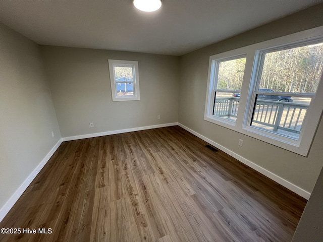 unfurnished room with plenty of natural light and wood-type flooring