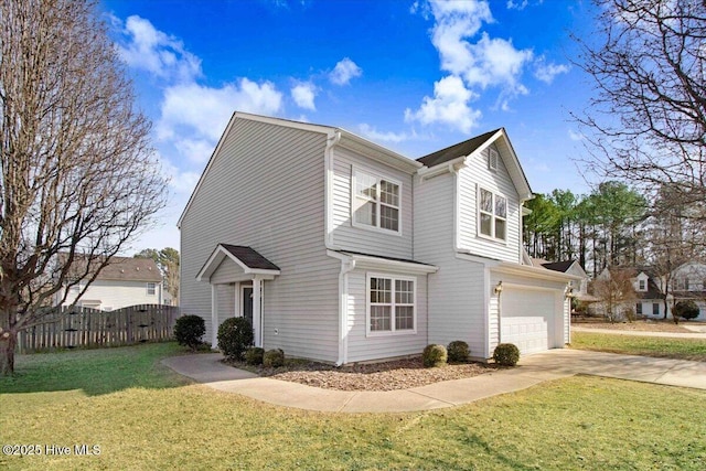 front facade with a garage and a front yard