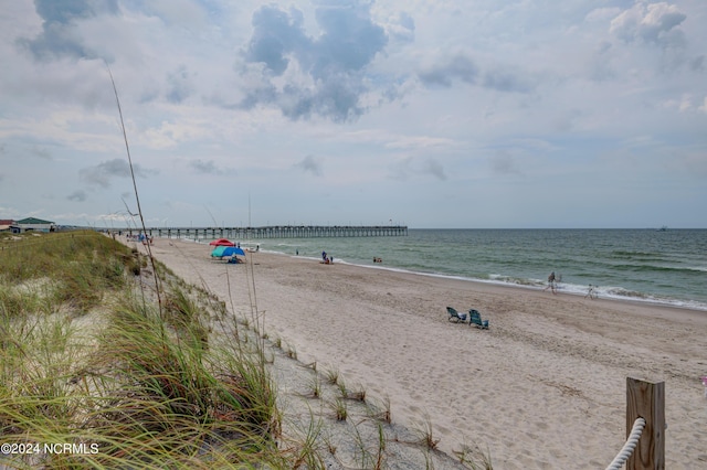 property view of water with a beach view