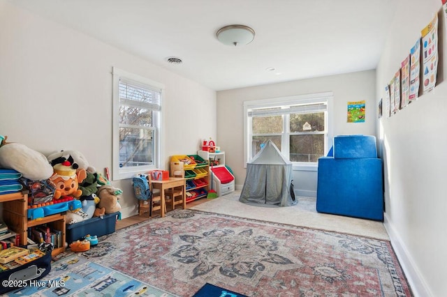 playroom with carpet flooring and a wealth of natural light