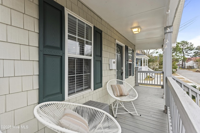 deck featuring covered porch