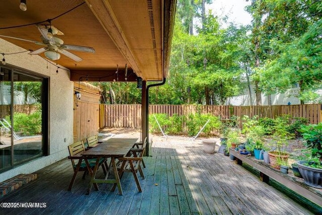 wooden terrace with ceiling fan