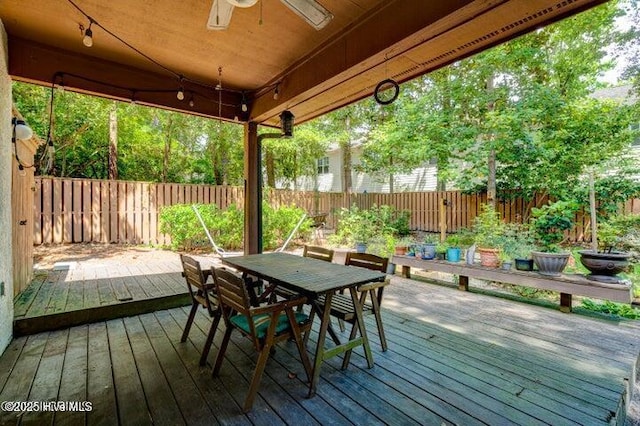 wooden terrace with ceiling fan