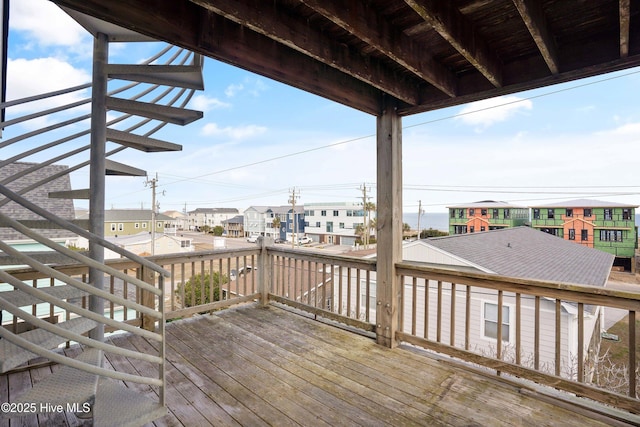 wooden deck with stairs