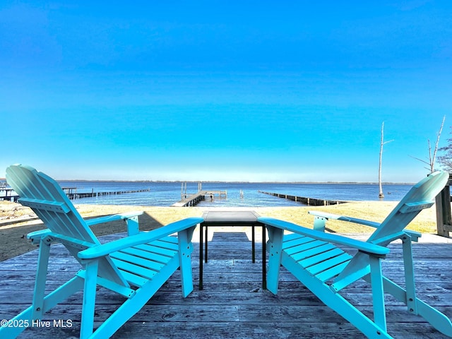 dock area featuring a water view