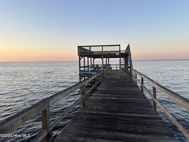 dock area featuring a water view