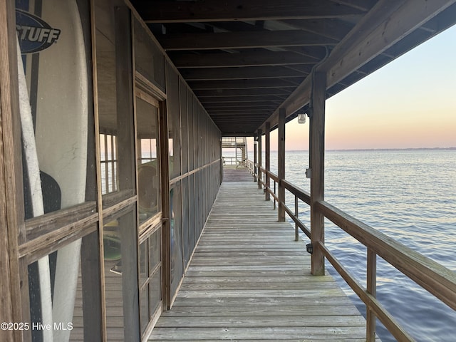 dock area featuring a water view