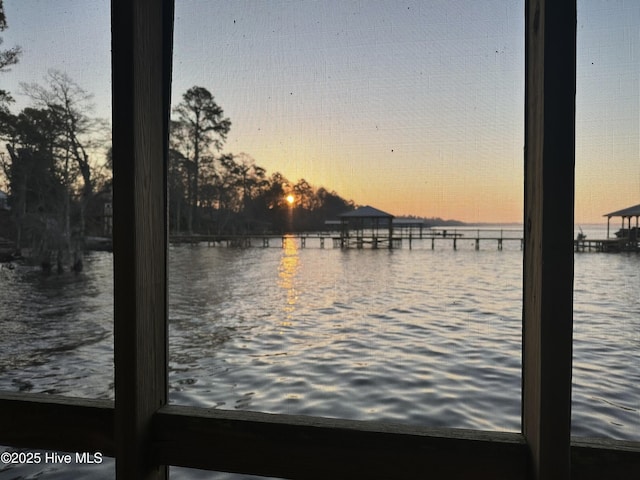 view of water feature featuring a boat dock