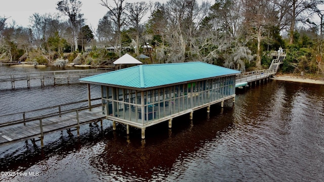 dock area featuring a water view