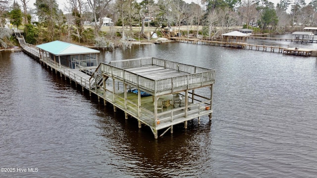 dock area featuring a water view