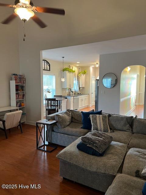 living room featuring dark hardwood / wood-style floors