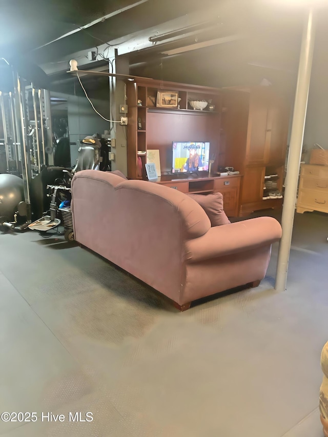 living room with concrete flooring