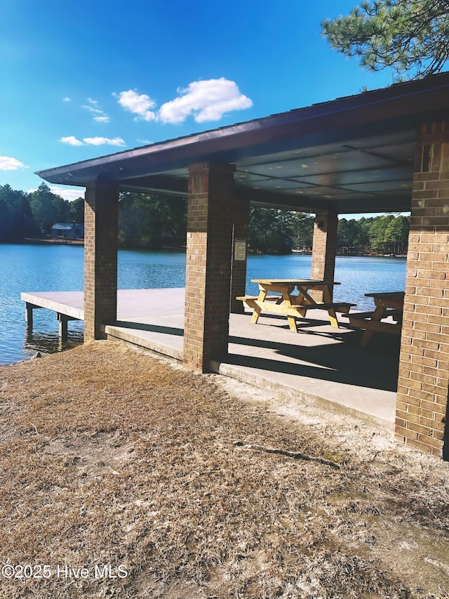 view of dock featuring a water view