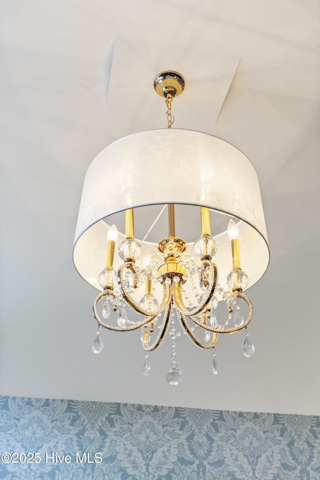 detailed view of a chandelier