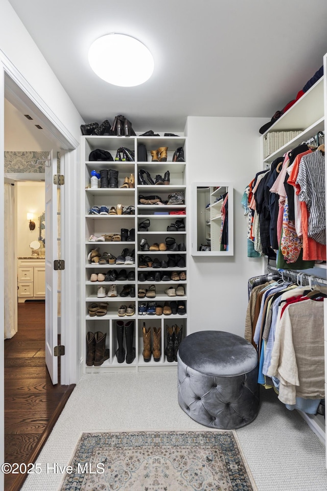 spacious closet featuring wood finished floors