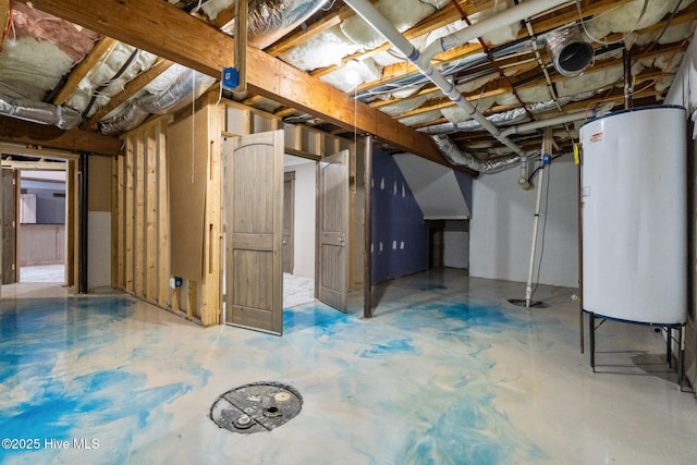 basement with water heater