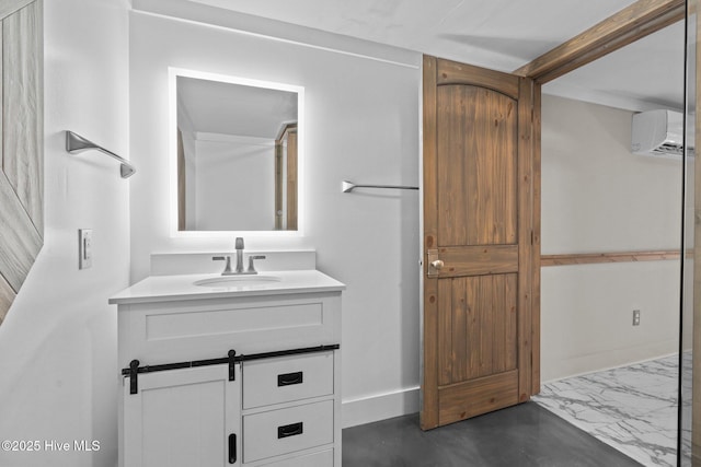 bathroom with vanity and a wall mounted air conditioner