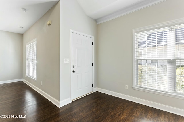 entrance foyer featuring dark hardwood / wood-style floors