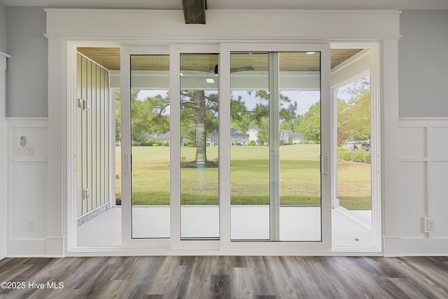 doorway featuring hardwood / wood-style floors