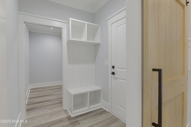 mudroom featuring light hardwood / wood-style floors