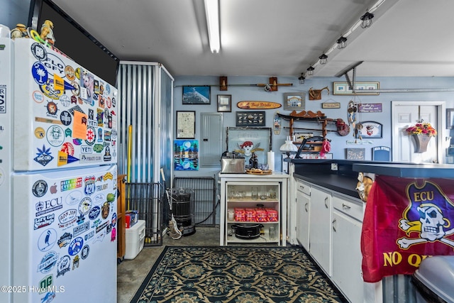 kitchen with white cabinets