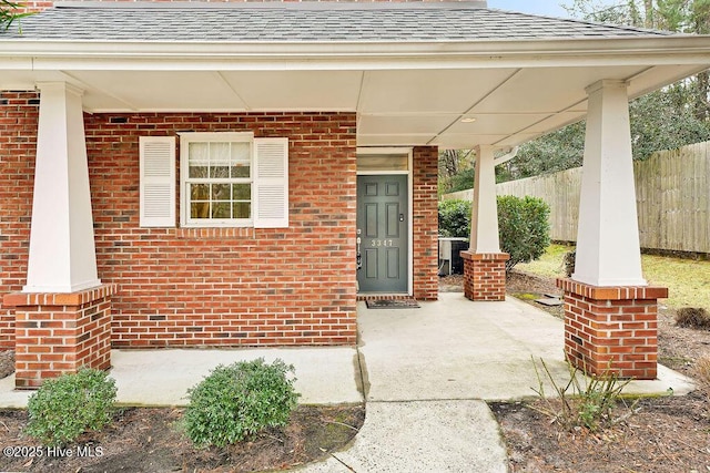 doorway to property with central AC