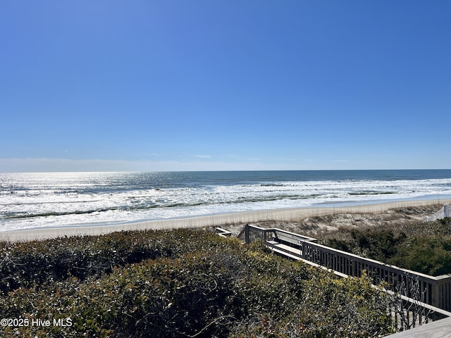 property view of water featuring a view of the beach