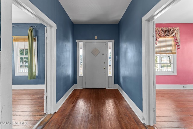 foyer featuring hardwood / wood-style floors and a healthy amount of sunlight