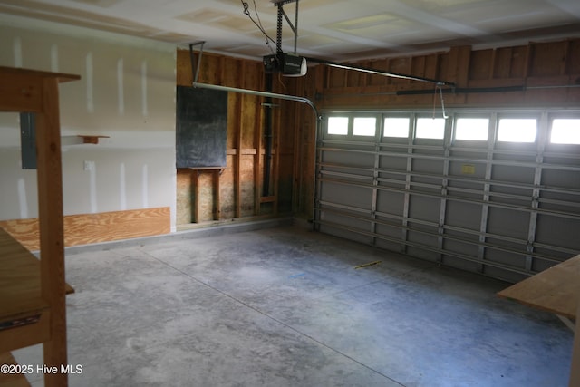 garage with a garage door opener