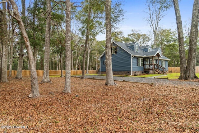 view of home's exterior featuring a porch