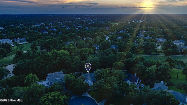 view of aerial view at dusk