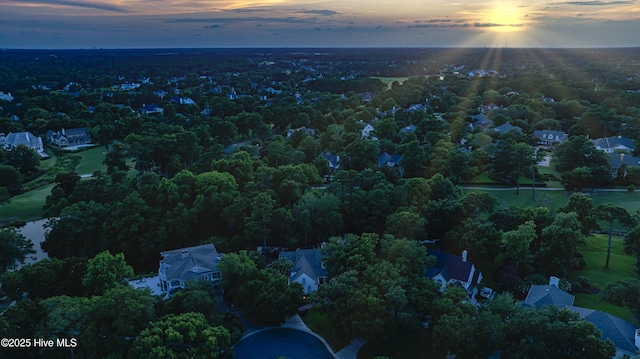 view of aerial view at dusk