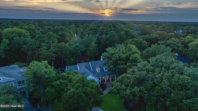 view of aerial view at dusk