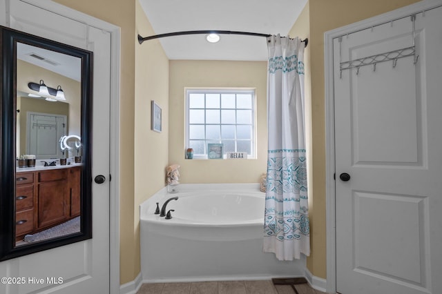 bathroom featuring vanity and tile patterned floors