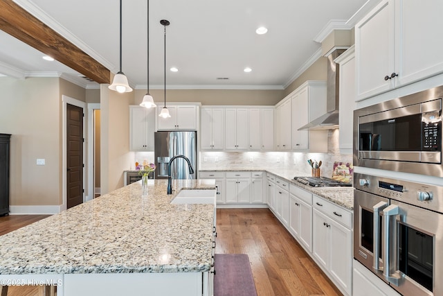 3604 Haughton Ln, Castle Hayne, NC 28429 - kitchen featuring appliances with stainless steel finishes, a sink, light wood-type flooring, backsplash, and recessed lighting