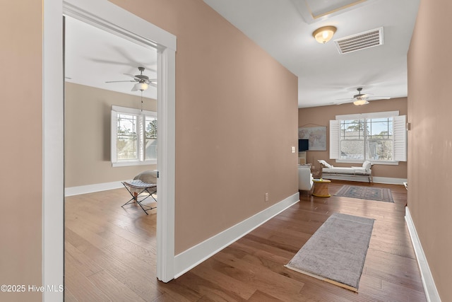 3604 Haughton Ln, Castle Hayne, NC 28429 - hallway featuring wood finished floors and baseboards