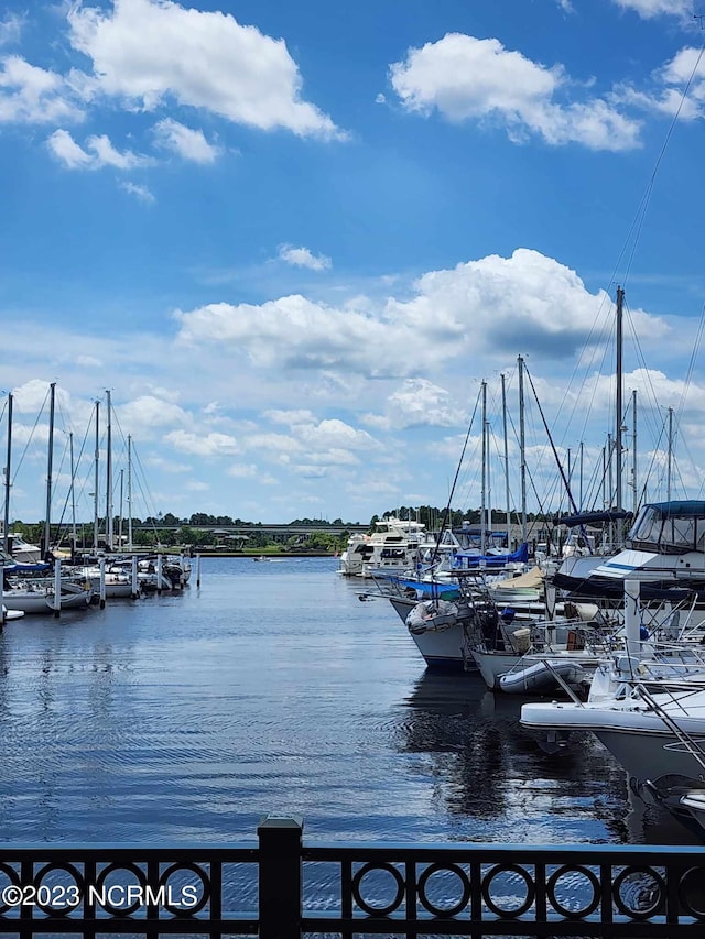 property view of water featuring a dock