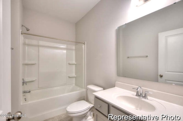 full bathroom featuring vanity, shower / bathtub combination, and toilet