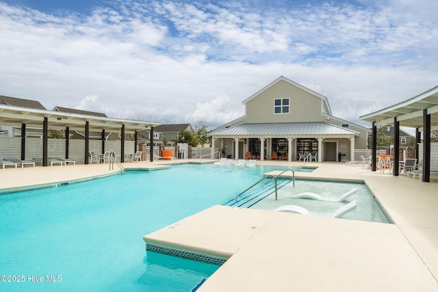 view of pool featuring a patio