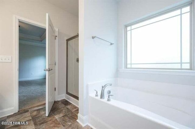 bathroom with independent shower and bath