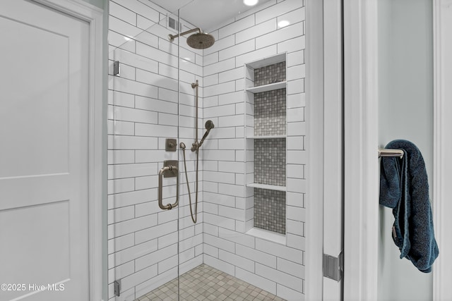 bathroom with a stall shower