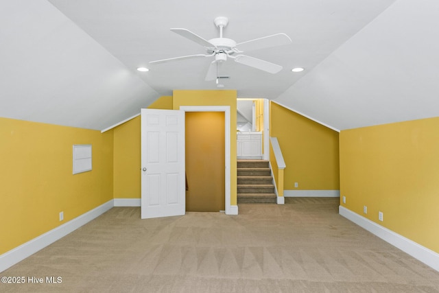1824 Starfix Ter, Wilmington, NC 28405 - additional living space with carpet, lofted ceiling, a ceiling fan, and recessed lighting