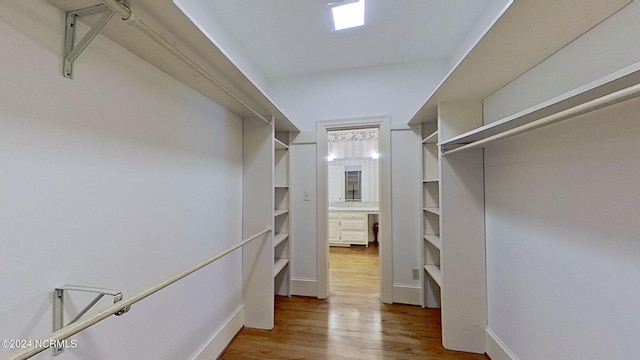 spacious closet with hardwood / wood-style flooring