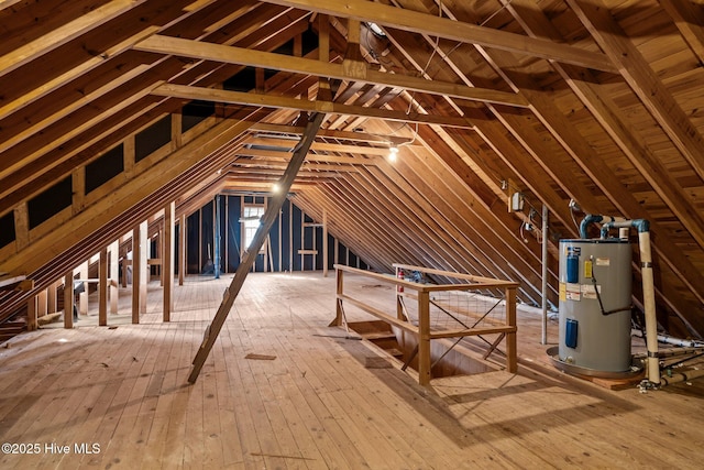 attic with electric water heater