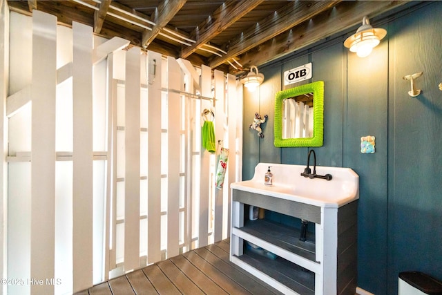 bathroom featuring wood finished floors